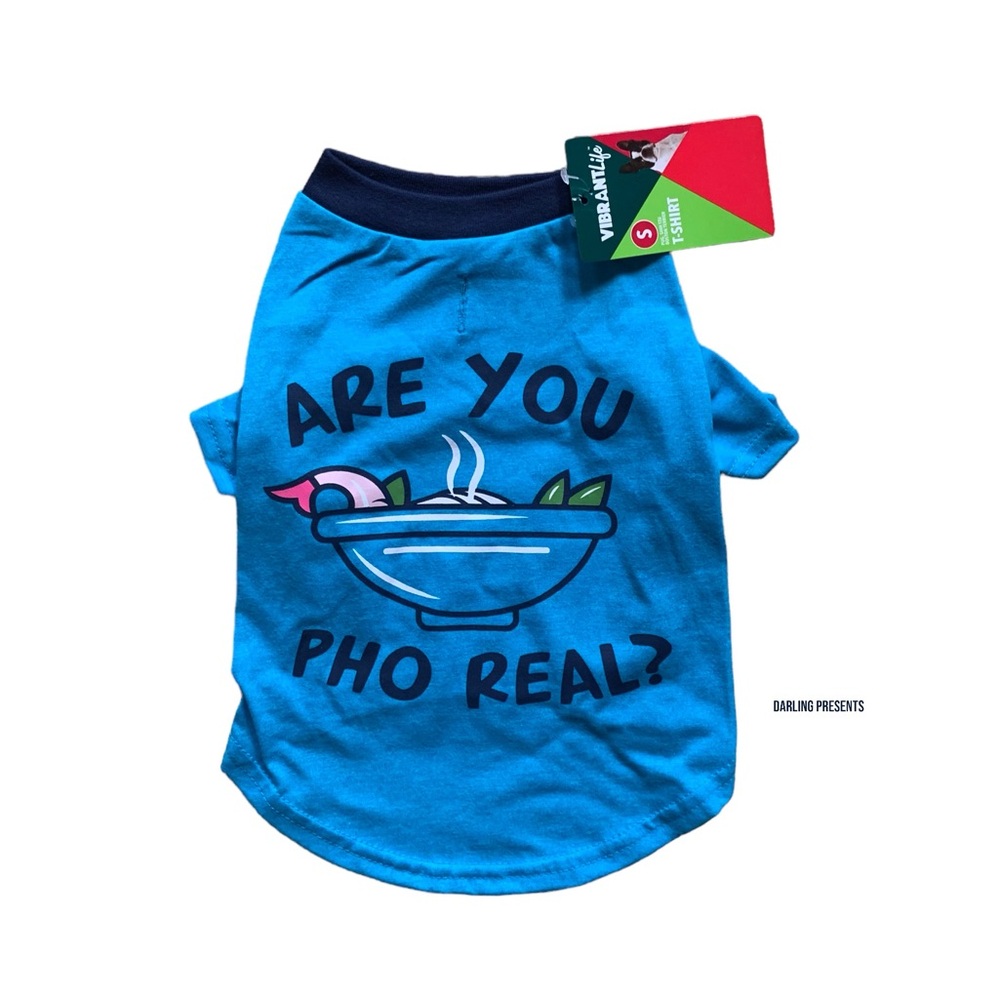 Vibrant Life ‘Are You Pho Real?’ Tee Shirt Dog Color Blue Size S